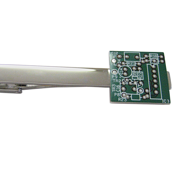 Detailed Computer Circuit Design Square Tie Clip - Picture 1 of 2